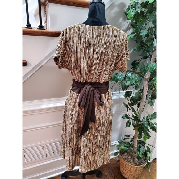 Rabbits Designs Women's Brown Polyester V-Neck Short Sleeve Knee Length Dress 12 - Picture 7 of 11